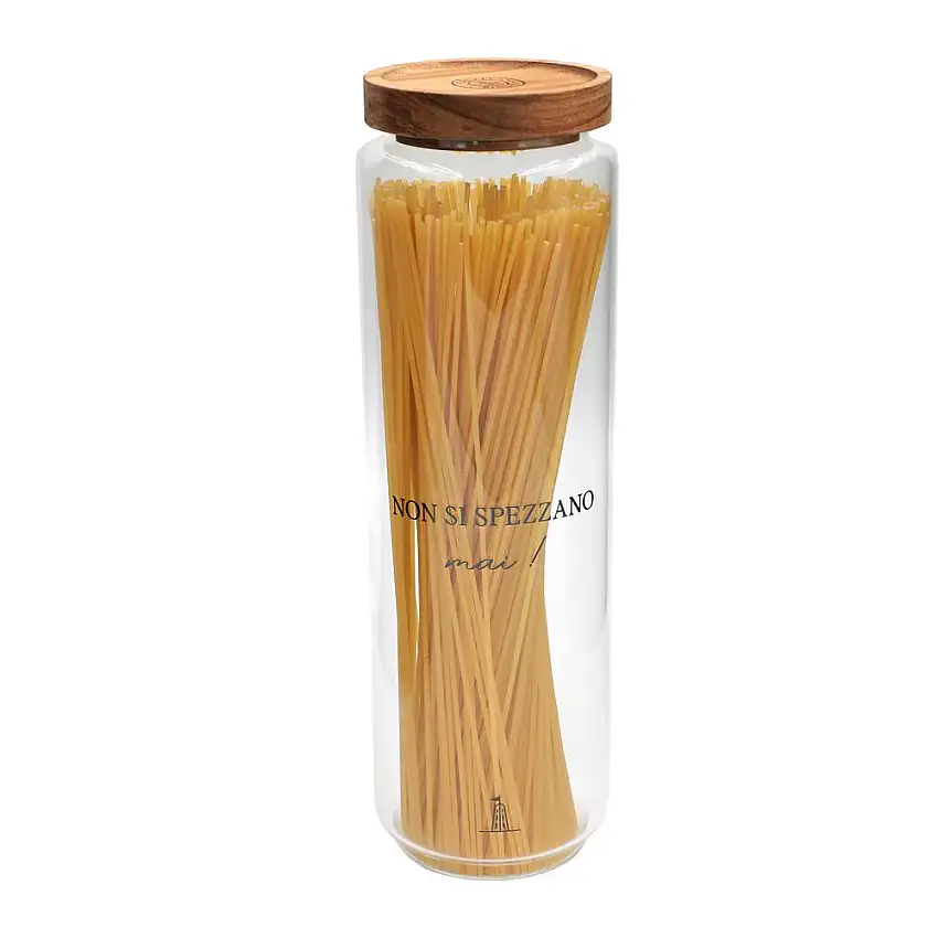PORCELLANA BIANCA - I Garbati Barattolo Spaghetti 1300Ml In Vetro Borosilicato Con Tappo In Legno