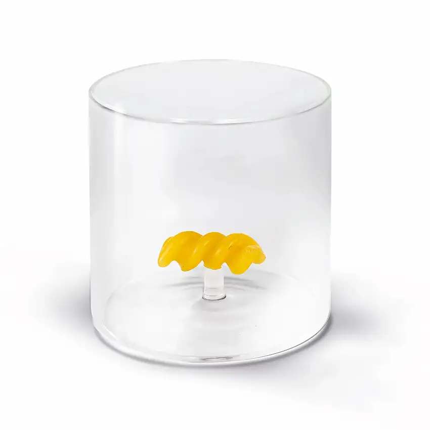 WD Lifestyle Bicchiere In Vetro Borosilicato Con Decoro Tema Pasta Monterey 250 ml.