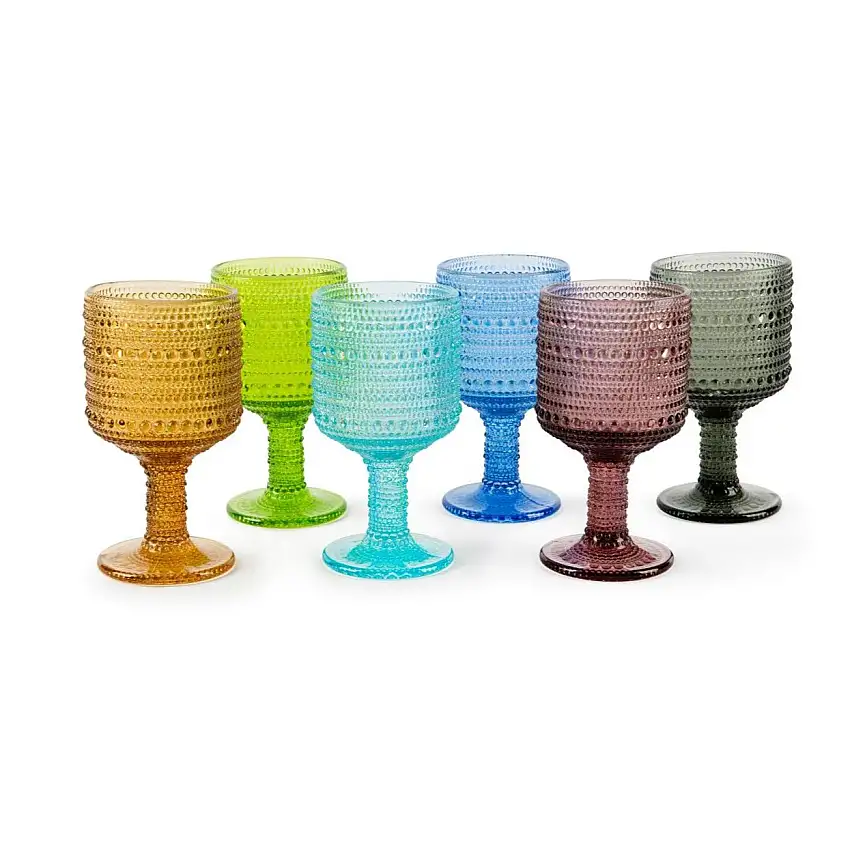 CALICI, 6 PEZZI, MULTICOLORE, VETRO COLORATO IN PASTA,AURORA By Excels