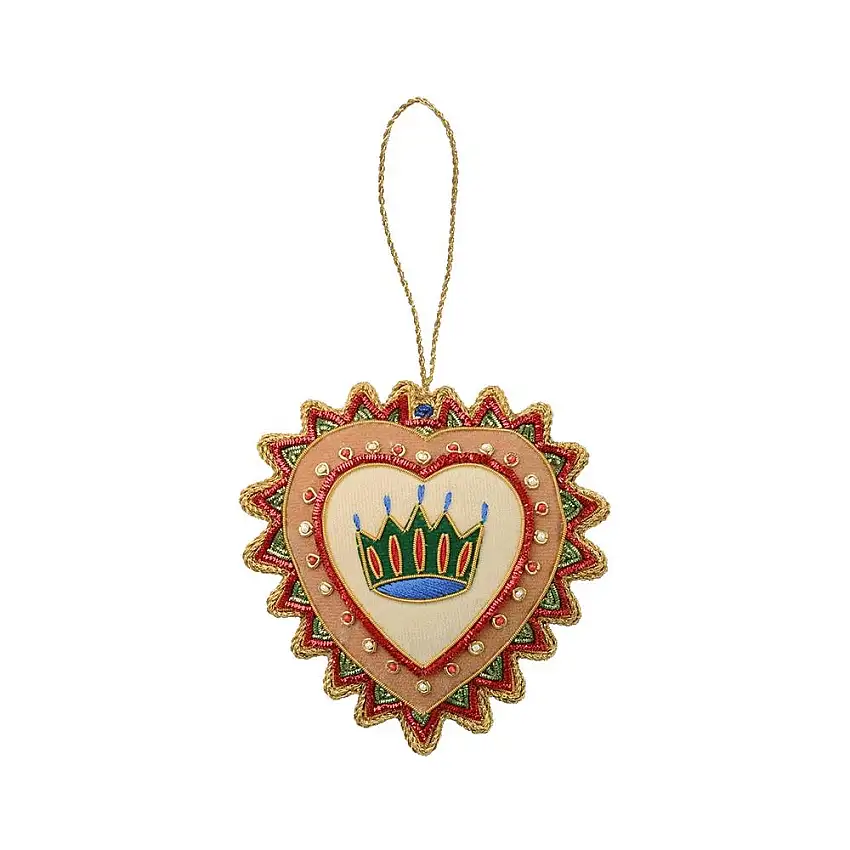 BACI MILANO - Cuore Con Decorazioni Ricamate A Mano 12X10 Cm