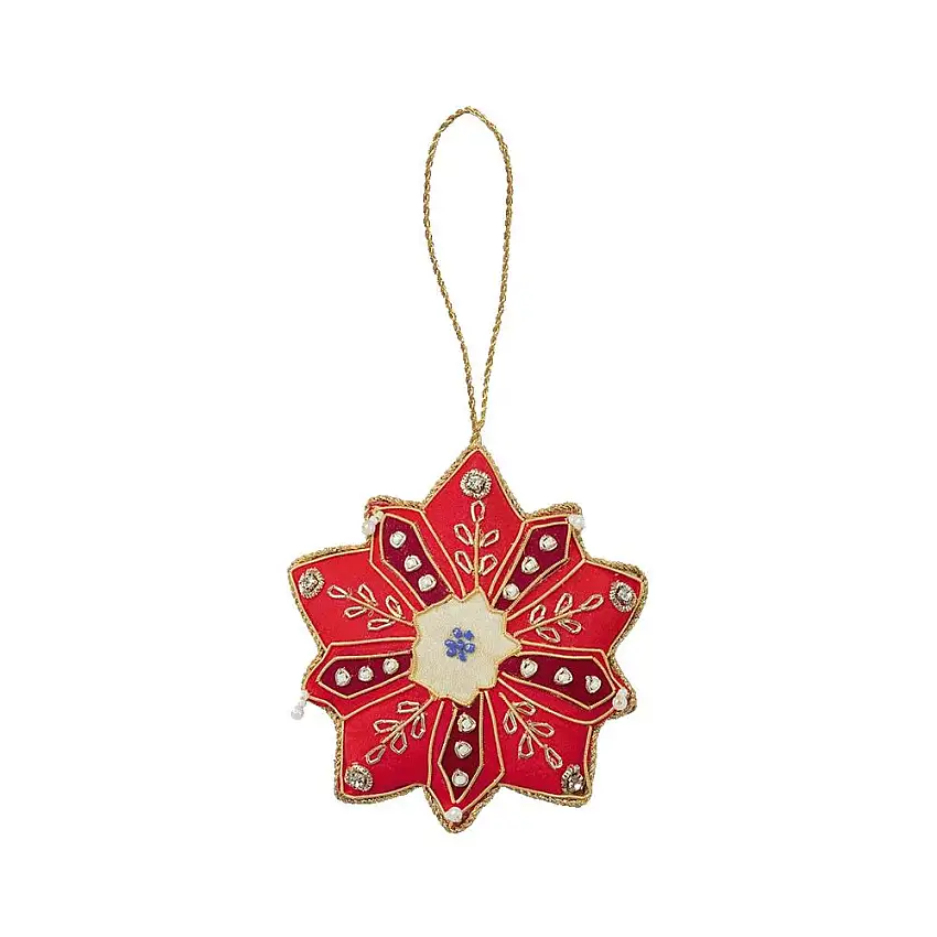 BACI MILANO - Stella Natale Con Decorazioni Ricamate A Mano 12X10 Cm