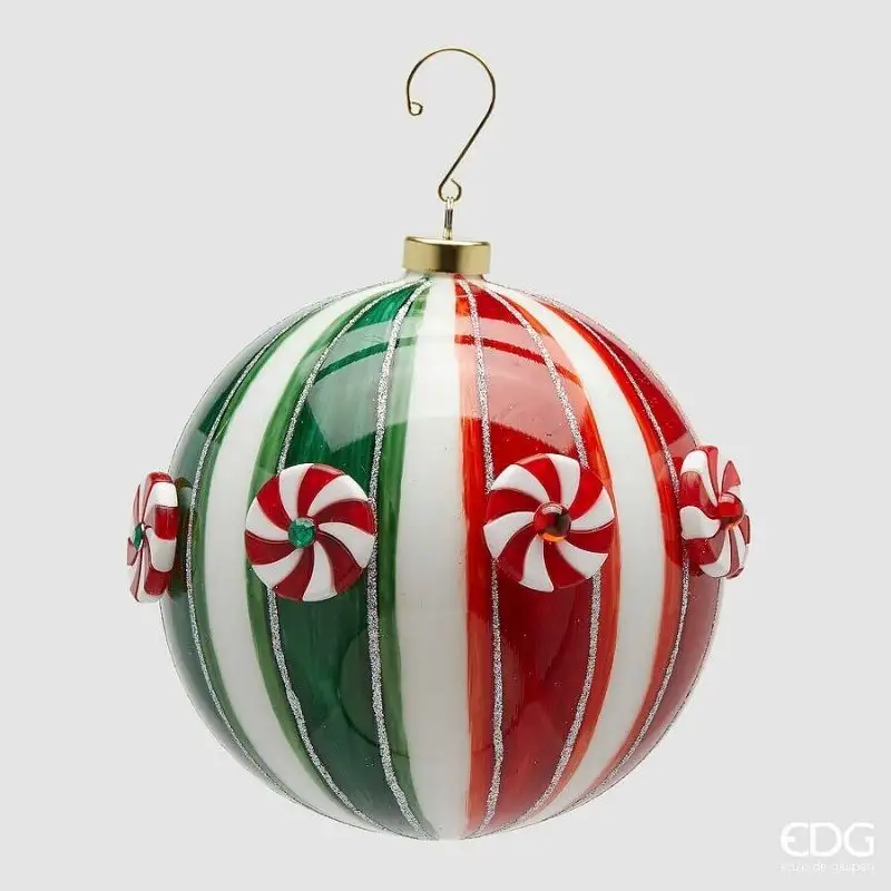 Addobbo Natalizio Palla Candy Verde e Rosso Ø12 cm – EDG
