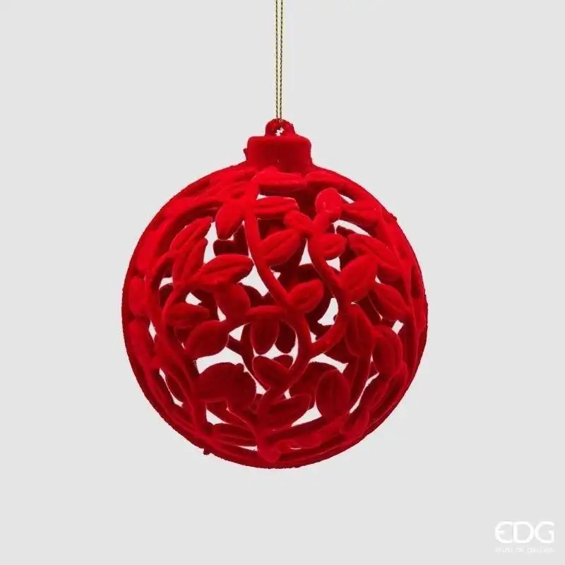 Addobbo Natalizio Sfera Velvet Rossa Ø10cm