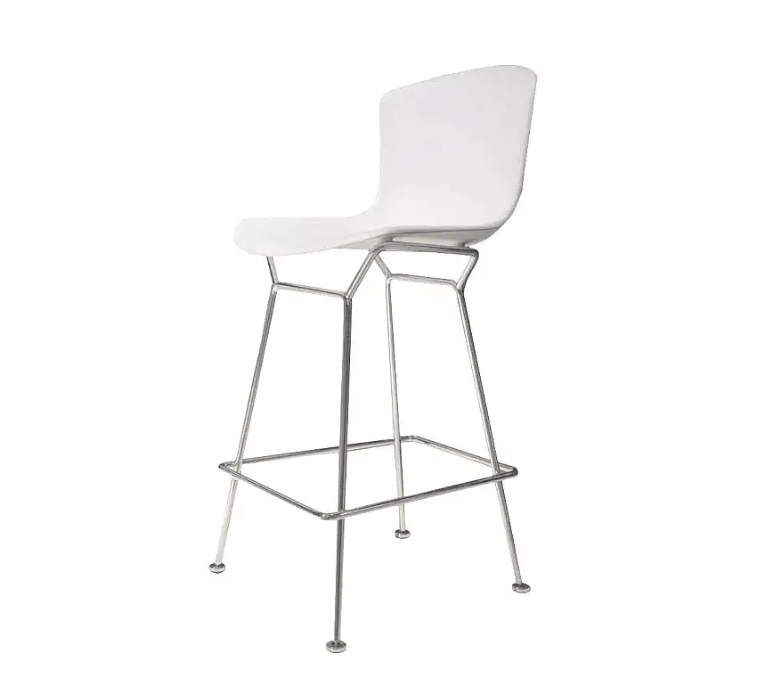 Knoll Bertoia Plastic Sgabello Counter - Cromo Lucido/Bianco