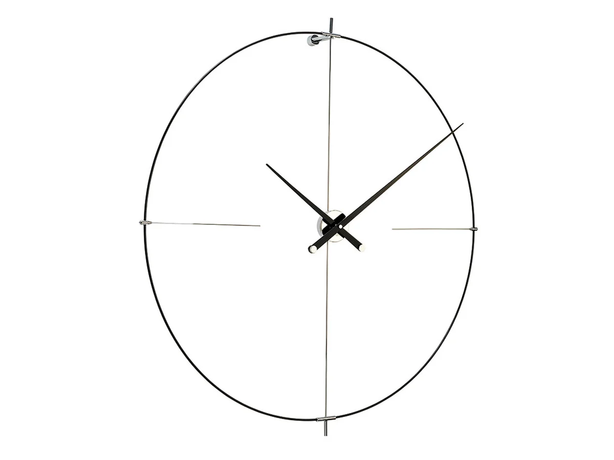 Nomon Bilbao L Orologio da Parete Lancette in Fibra di Vetro Nera / Noce Laccato Nero