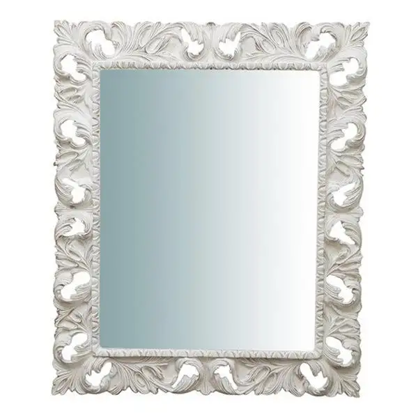 Specchiera da parete in legno finitura bianco anticato L6601