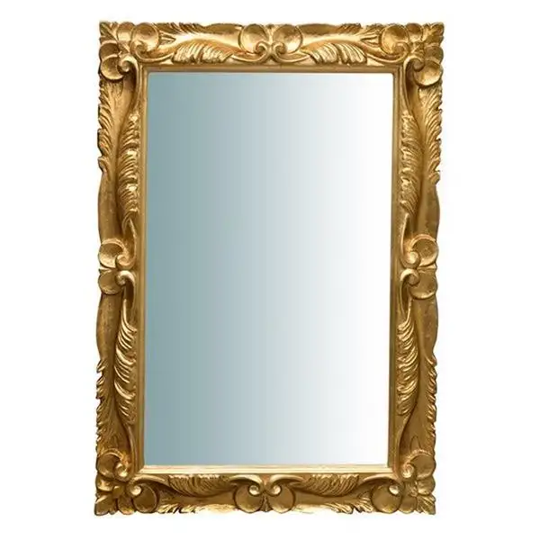 Specchiera da parete in legno finitura in foglia oro L6638