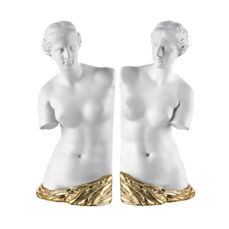 Bongelli coppia fermalibri Dea bianco e oro H26cm