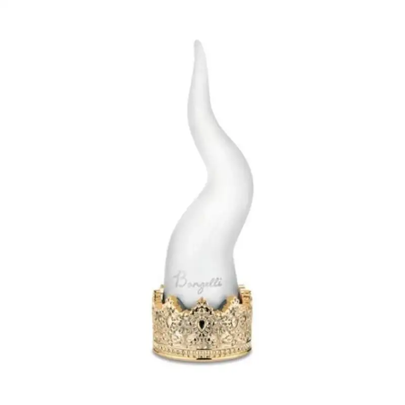 Bongelli corno portafortuna bianco con corona oro grande H45cm
