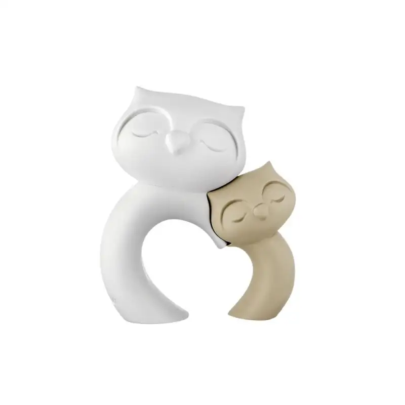 Bongelli Preziosi scultura Gufetti in marmorino nocciola 10xH12cm