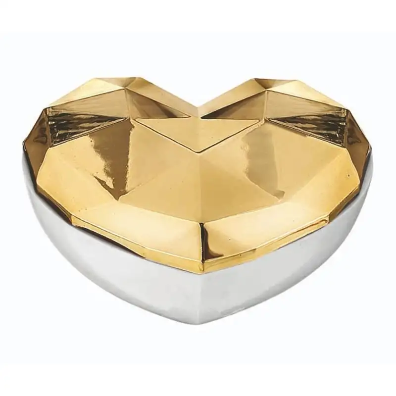 Bongelli scatola portaoggetti Cuori Design bianco e oro 13x10cm