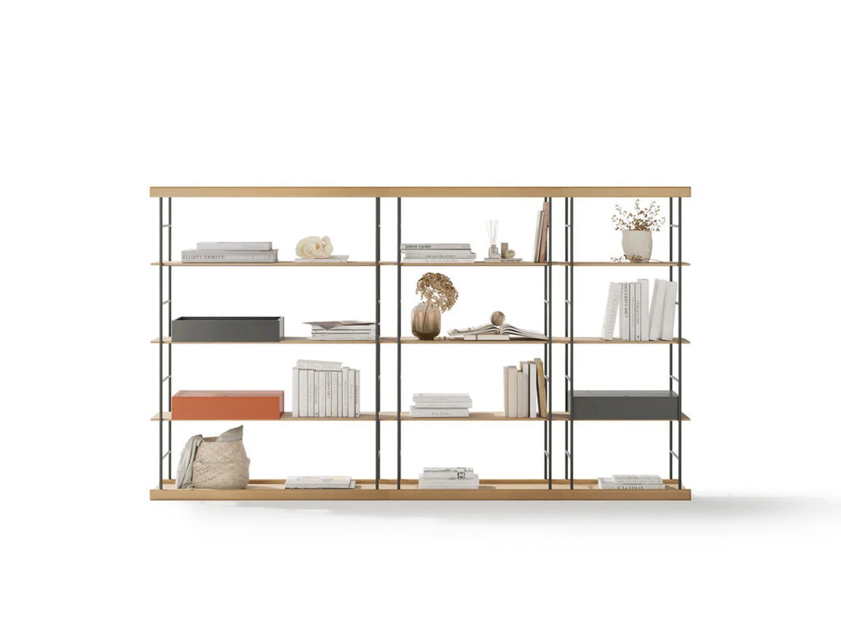 Treku Bost Libreria Modulare in Rovere Naturale, Grafite e Brick