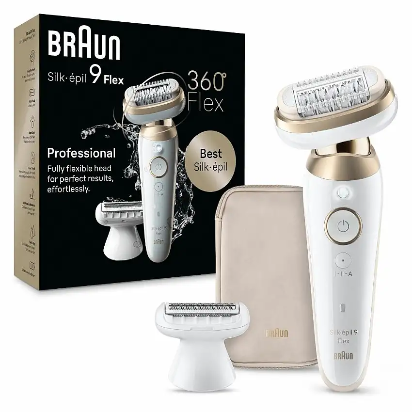 Braun Silk-épil 9 Flex 9-041 3D, Epilatore Elettrico Donna Per Epilazione Semplice, Bianco/Oro cod. BRASE90413D