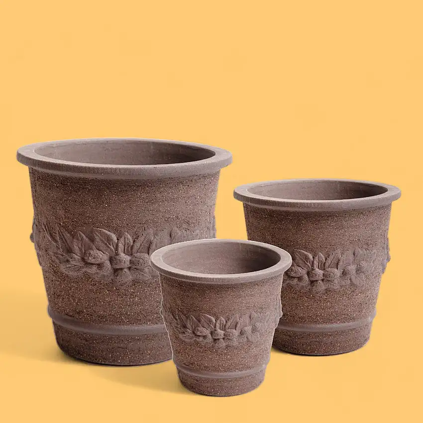 Set e 3 cachepot festonato • D.50/39/31 cm