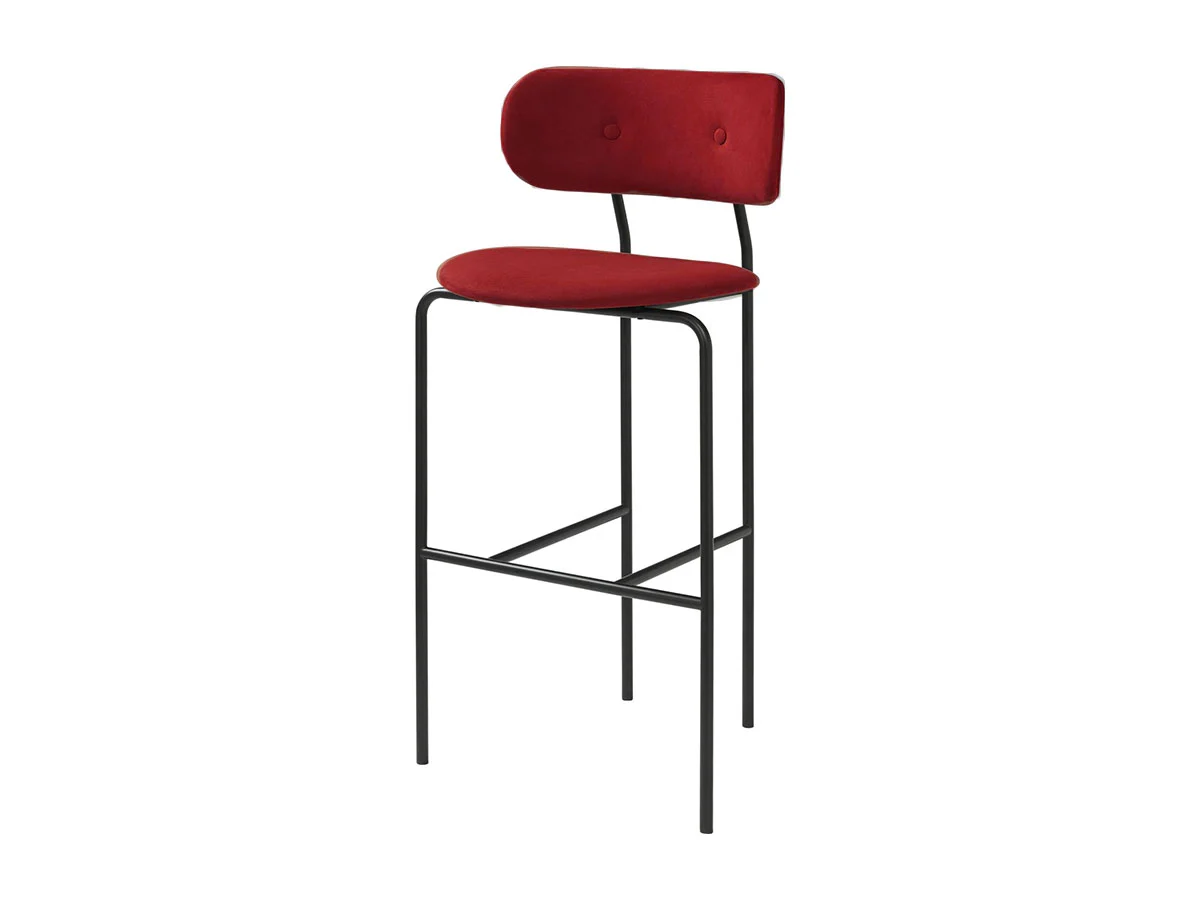 Gubi Coco Sgabello da Bar - Velluto di Cotone Ruby Red