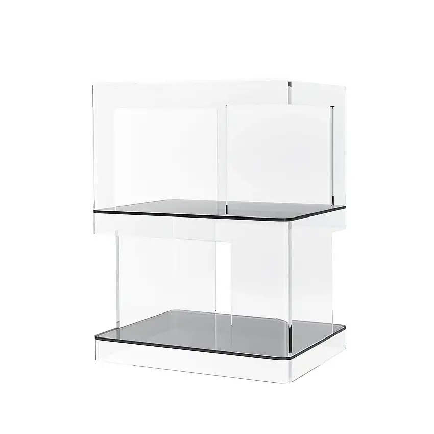 Comodino moderno 432, in cristallo acrilico, colore fumè, codice 01047-05