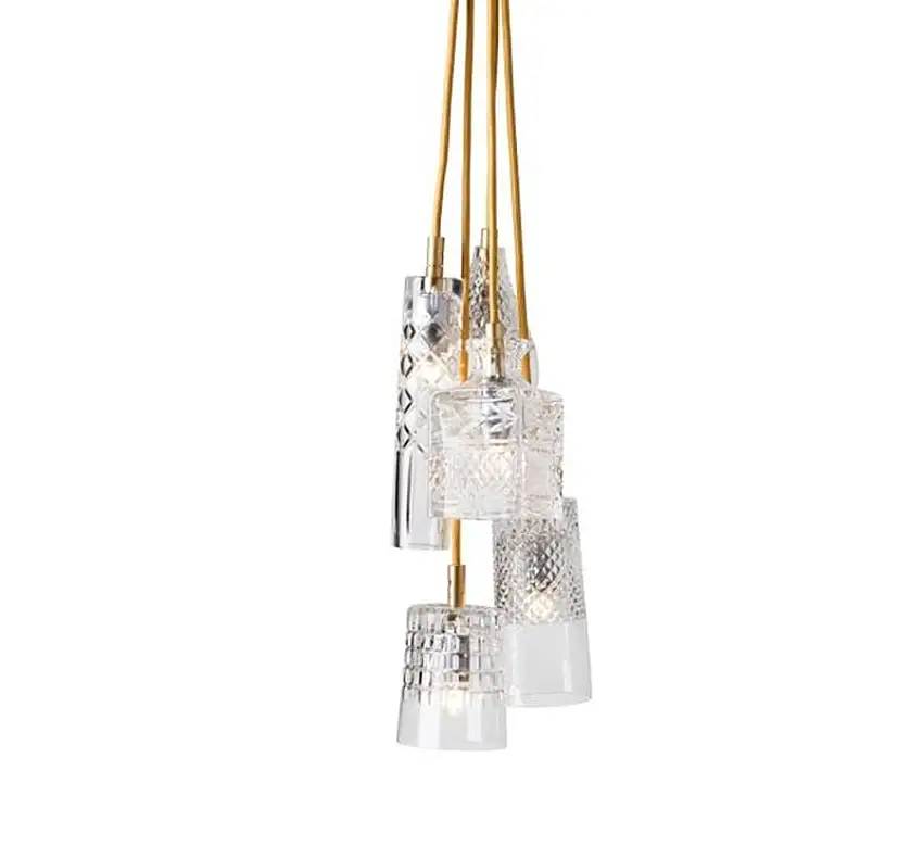 Ebb & Flow Crystal Lampada a Sospensione - Group of Bates, Jeeves, Sybil, Edgar, Henley w Gold