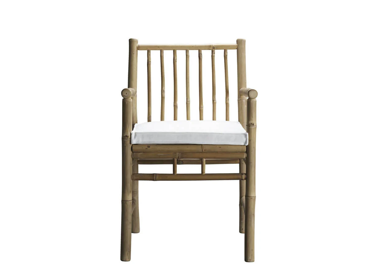 Tine K Home Bamboo Dining Chair Sedia Con Braccioli e Materassino Bianco