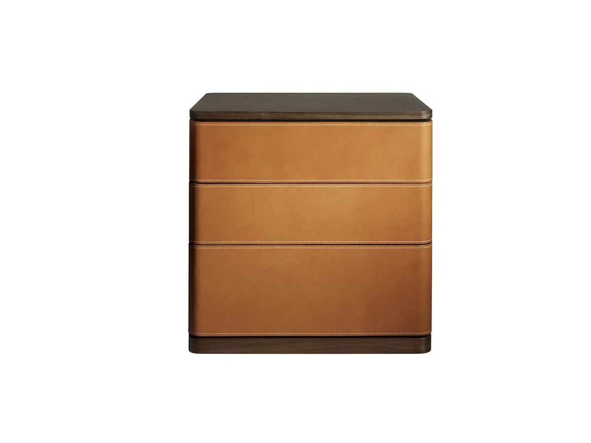 Poltrona Frau Fidelio Notte Comodino Cuoio Saddle Extra Cammello/Noce Canaletto