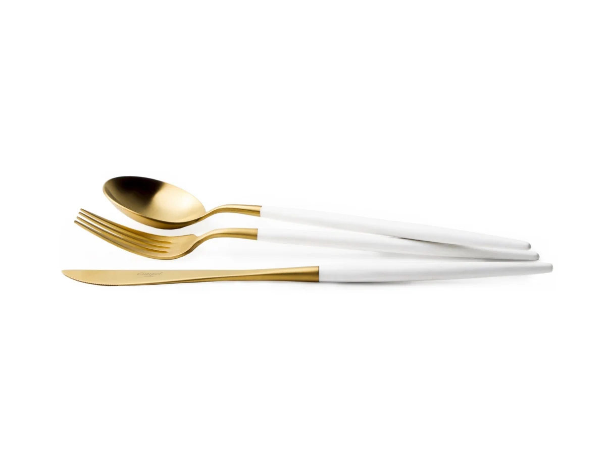 Cutipol Cutlery 75 Goa Dorato Opaco - Manico Bianco