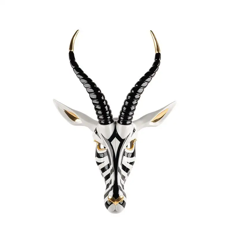 Lladrò Maschera Antilope (Nero-Oro) H57 cm