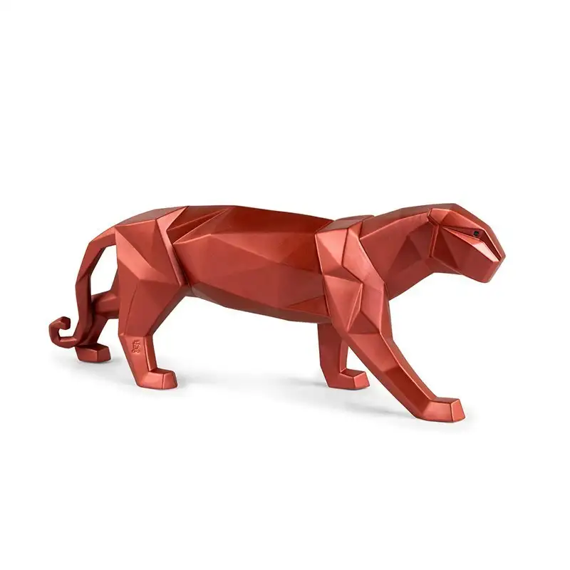 Lladrò scultura Pantera rosso metalizzato - Collezione Origami