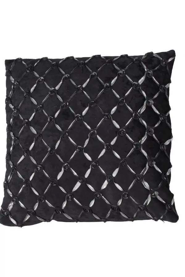 Set da 6 fodere per cuscini roselline nero 110847000N
