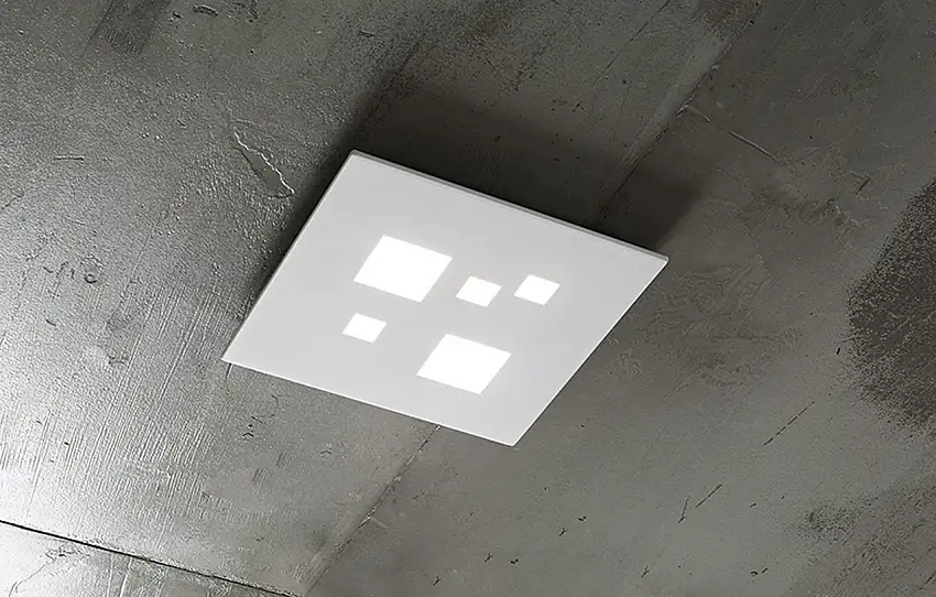 Plafoniera in metallo verniciato bianco e acrilico SQUARED 6390-B-LN