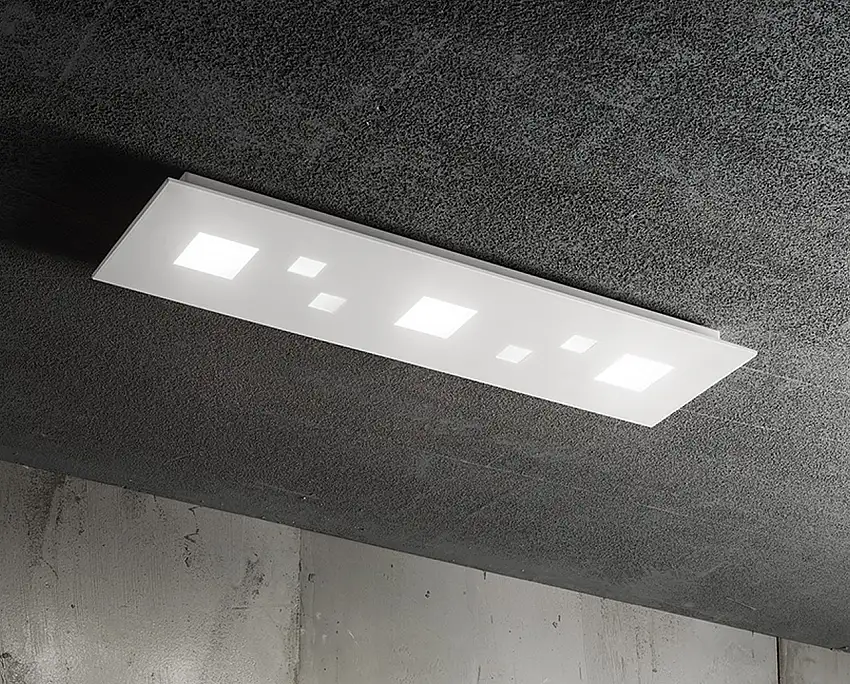 Plafoniera in metallo verniciato bianco e acrilico SQUARED 6392-B-LN