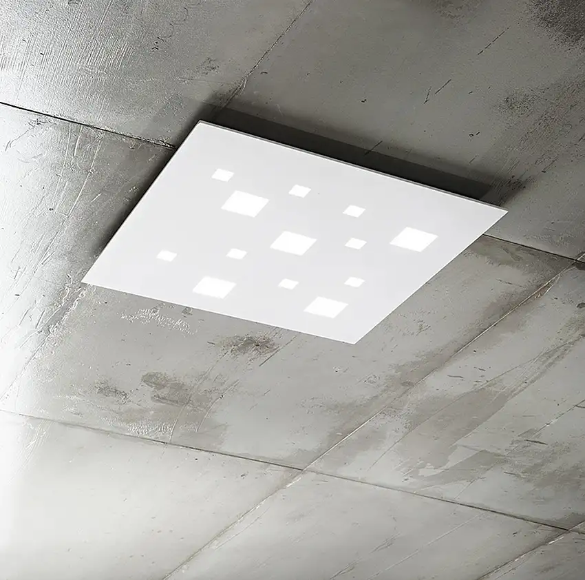 Plafoniera in metallo verniciato bianco e acrilico SQUARED 6394-B-LN