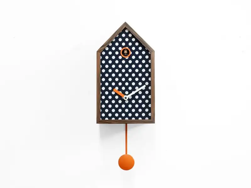 Orologio a cucù Mr. Orange 2190O Tessuto blu a pois bianchi