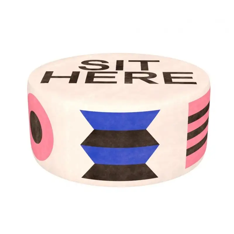 Qeeboo pouf colorato Sit Here bianco L Ø80x35cm