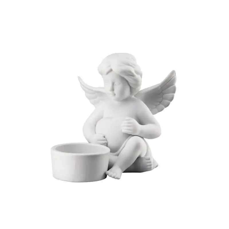 Rosenthal statuetta porta tealight Angelo con Cuore bianco medio H10cm