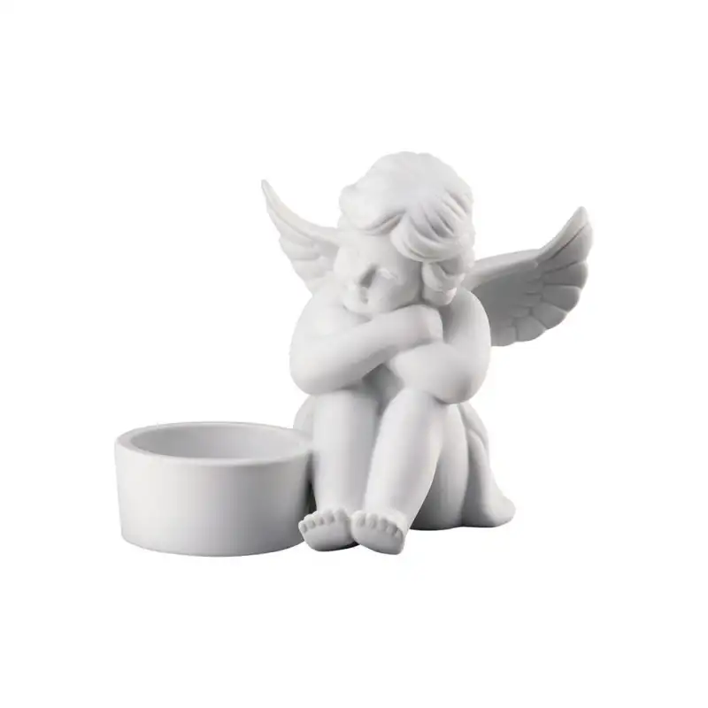 Rosenthal statuetta porta tealight Angelo Seduto bianco medio H10cm