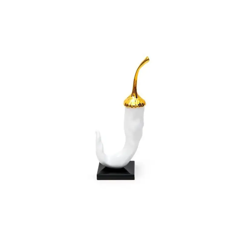 Sequenze peperoncino bianco e oro piccolo H13cm