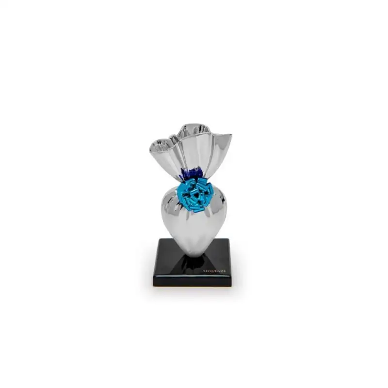 Sequenze scultura Mini Give Yourself argento e azzurro H12cm