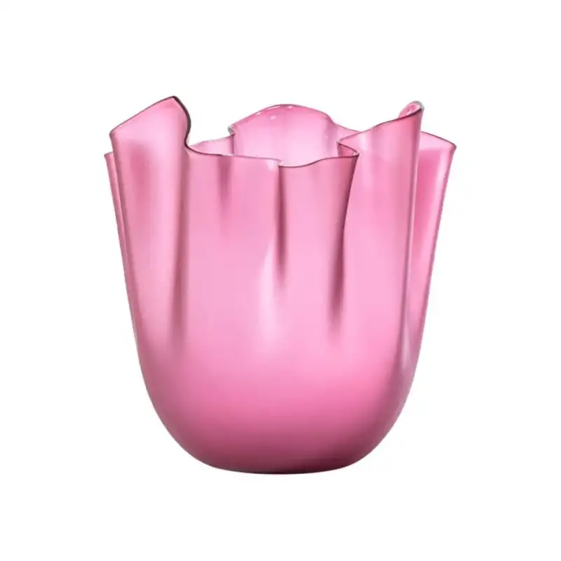 Venini vaso Fazzoletto magenta trasparente sabbiato medio Ø20xH24cm