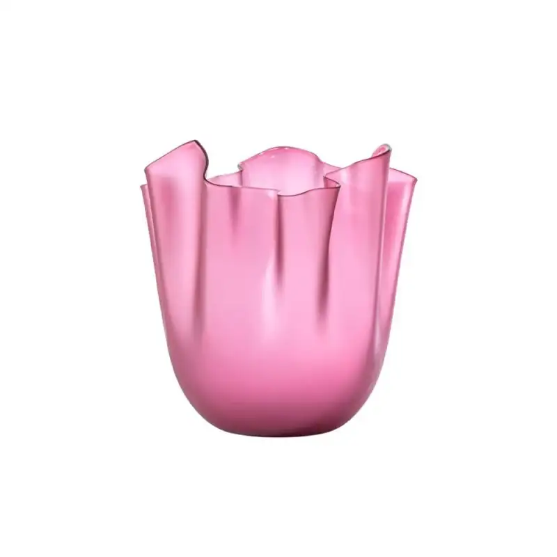 Venini vaso Fazzoletto magenta trasparente sabbiato piccolo Ø13xH13cm