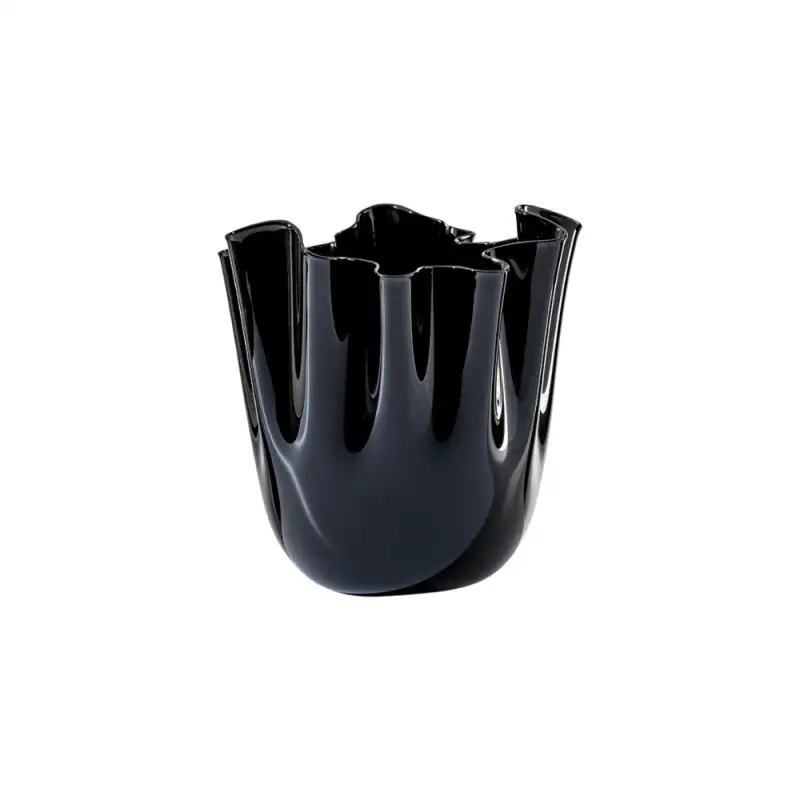Venini vaso Fazzoletto Opalino nero Ø23x31cm