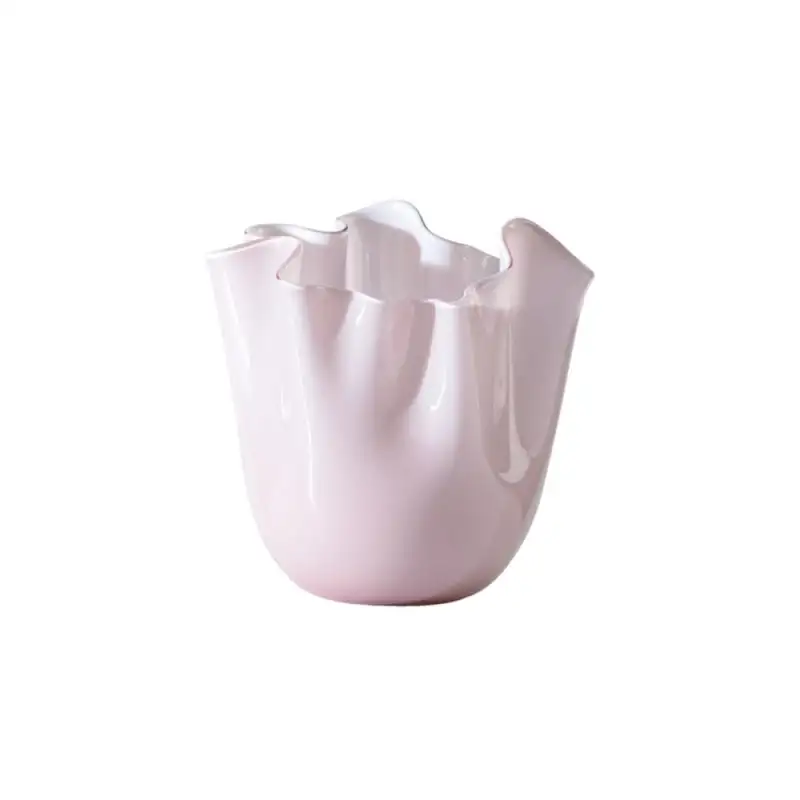 Venini vaso Fazzoletto rosa cipria interno lattimo piccolo Ø13.5xH13.5cm