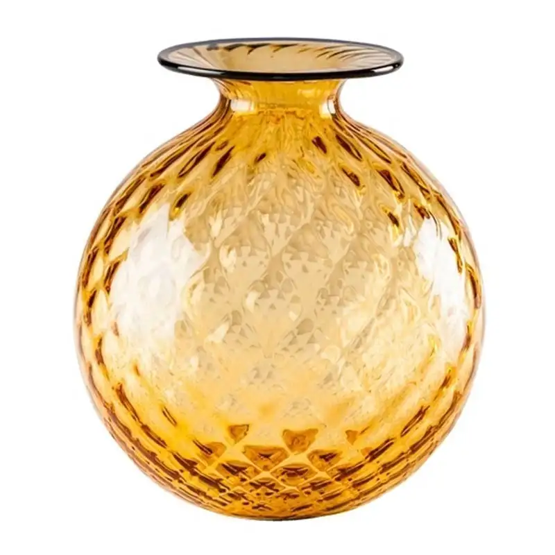 Venini vaso Monofiori Balloton ambra filo orizzonte Ø18cm