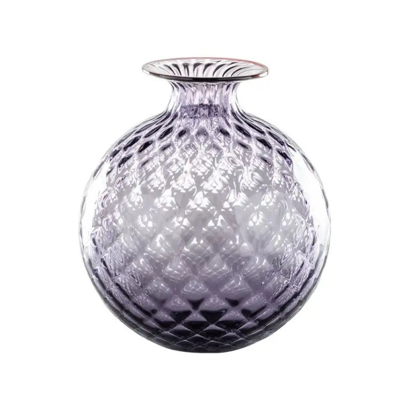 Venini vaso Monofiori Balloton indaco con filo rosso Ø21.5cm