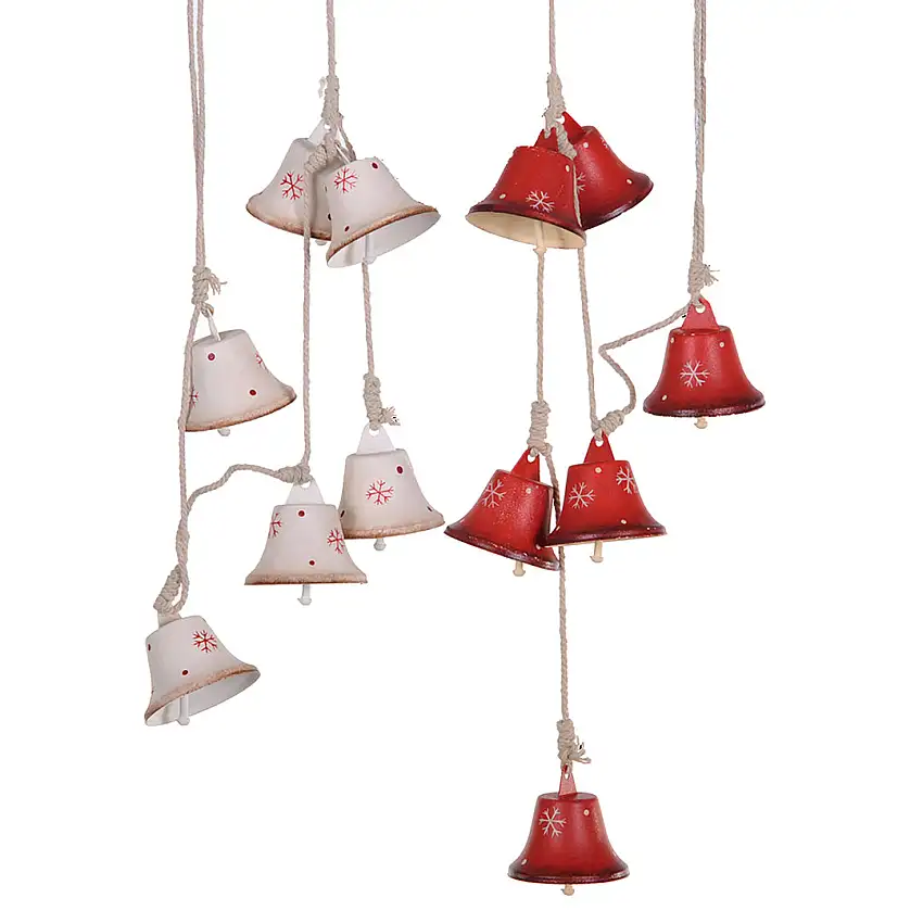 6 Pezzi •  Ghirlanda con Campane Metallo  • 80 cm