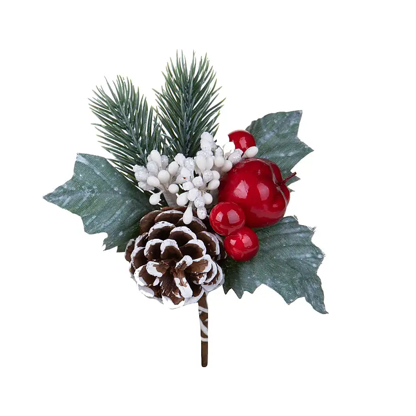12 Pezzi •  Pick Natale con Mela  • 16 cm