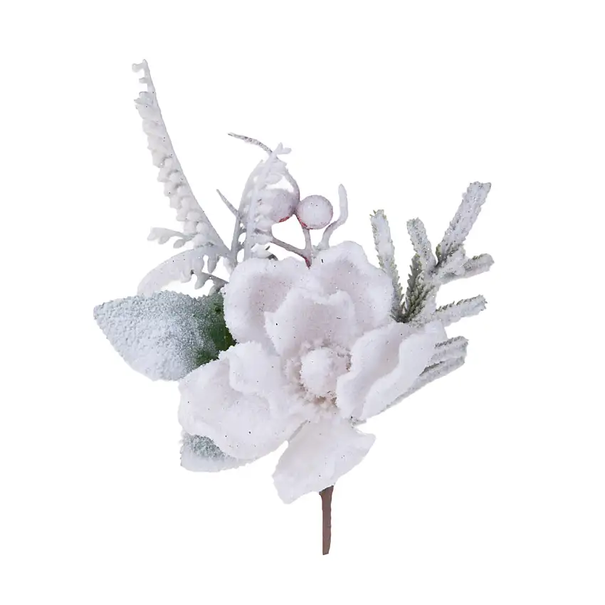 12 Pezzi •  Pick Natale con Magnolia  • 16 cm
