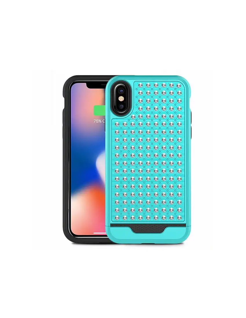 Zizo Star Diamond Hybrid Cover for iPhone X (Teal/Black)
